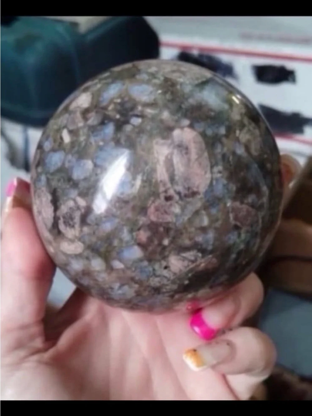 Pink and Gray Mosaic Jasper Sphere